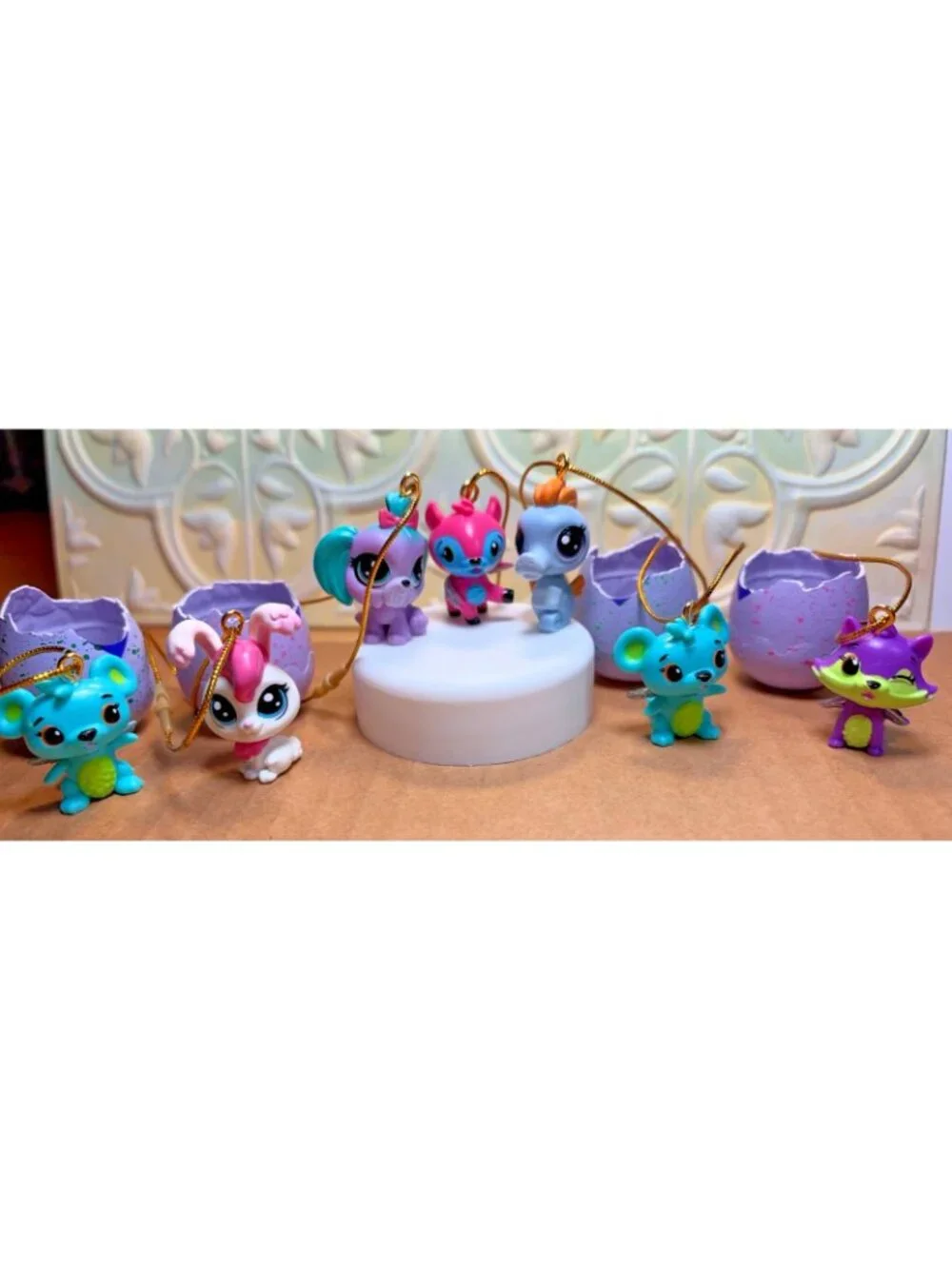7pc Hatchimals Mini Figures Collectible Set W/ Golden String & Eggshell U69a